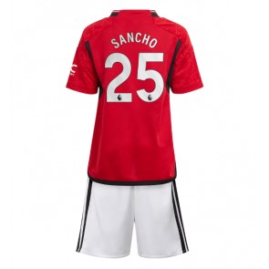 Manchester United Jadon Sancho #25 Dětské Domácí dres komplet 2023-24 Krátký Rukáv (+ trenýrky)